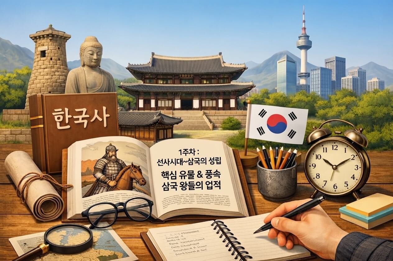 8주 완성 한국사능력검정시험 심화 합격기를 위한 고대부터 현대까지 시대순 공부 스케줄 마스터플랜 이미지
